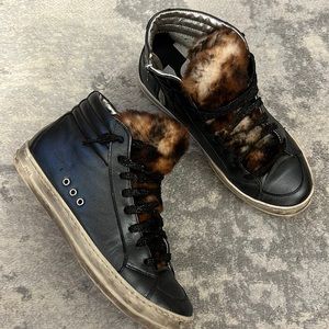 P448 faux fur sneakers